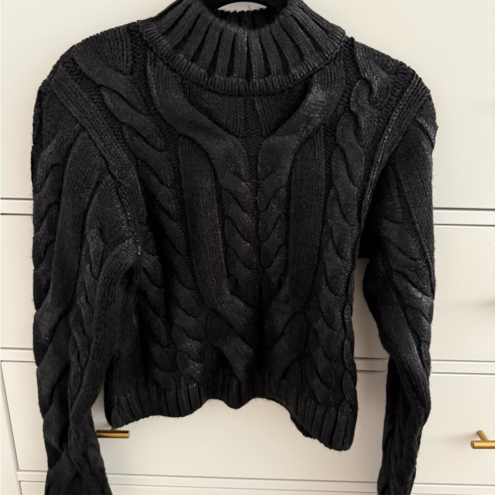 H&M Black Cable Knit Turtleneck Sweater